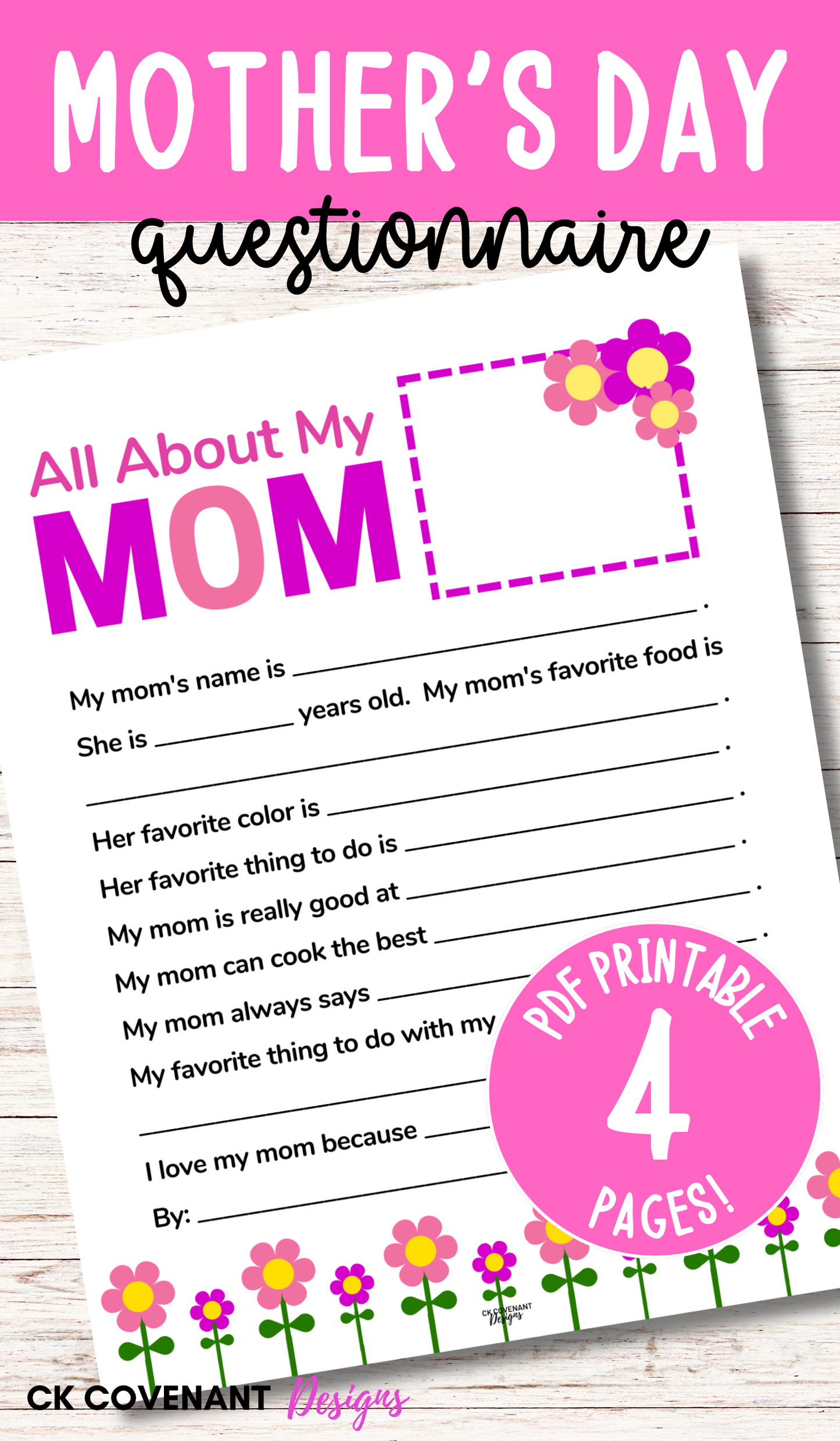 All About Mom Mother’s Day Questionnaire/ All About Grandma Questionnaire