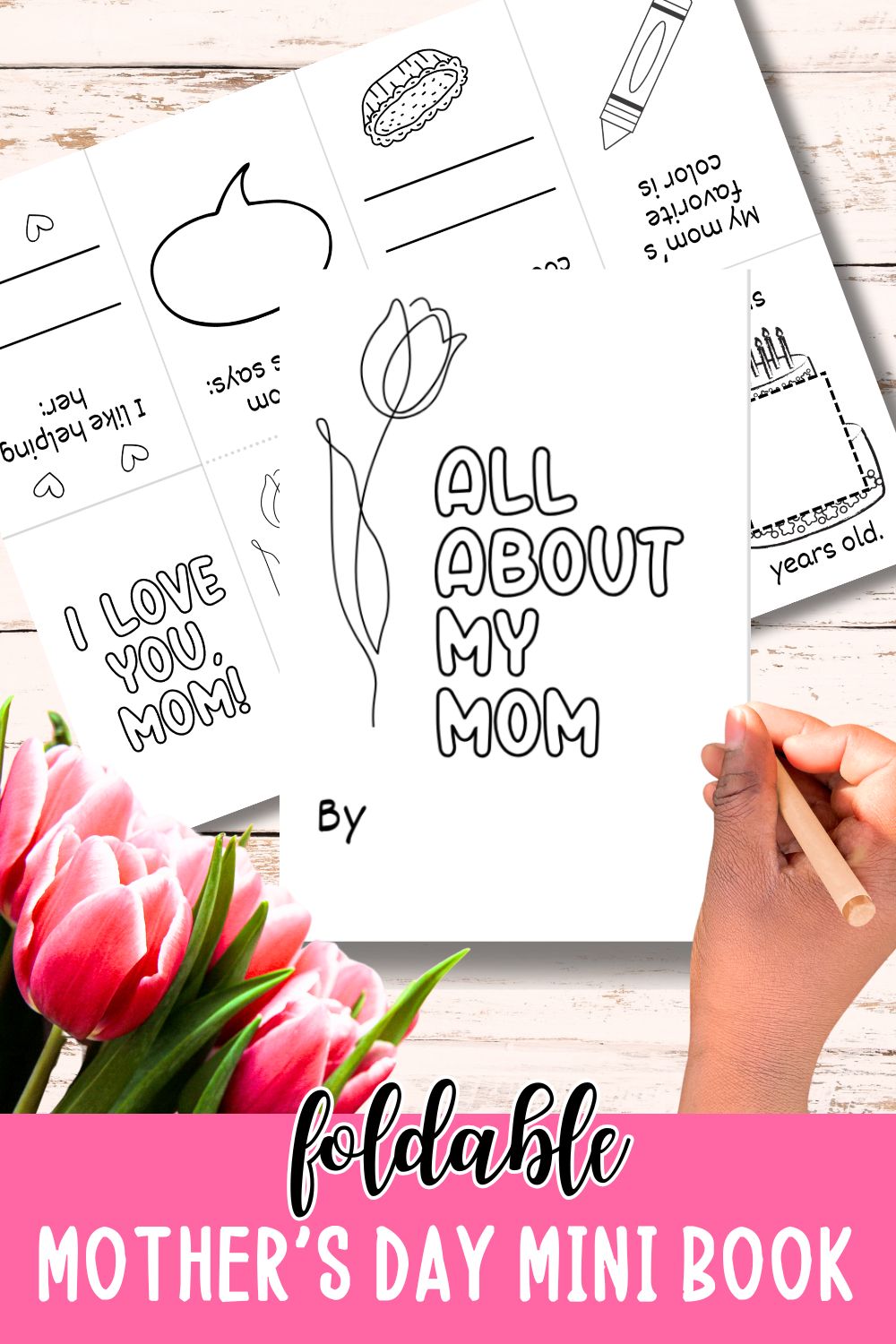 Foldable Mother's Day Mini Book Craft - Style 2