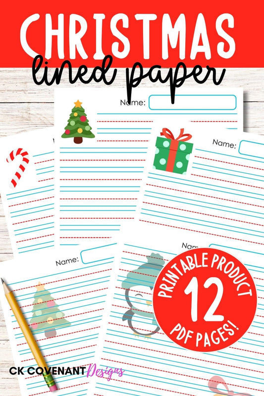 Christmas Lined Writing Paper (Colored Set)