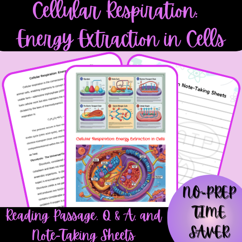 Cellular Respiration: Energy Extraction in Cells Reading Passage, Q & A, and Note-Taking Sheets