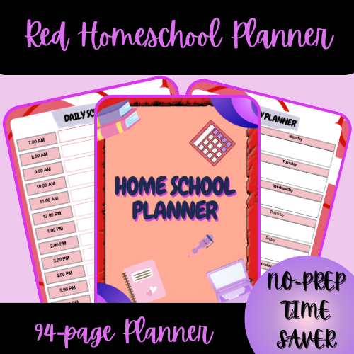 Red Homeschool Planner (90+ pages)