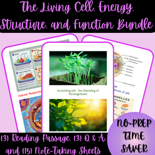 High School Science The Living Cell: Energy, Structure and Function Reading Passage Bundle