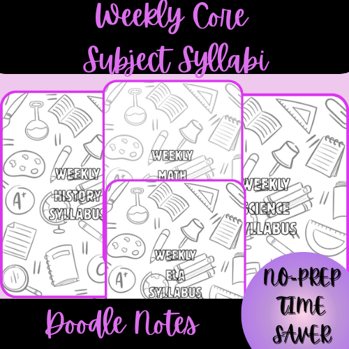Weekly Core Subject Syllabi Doodle Notes Bundle