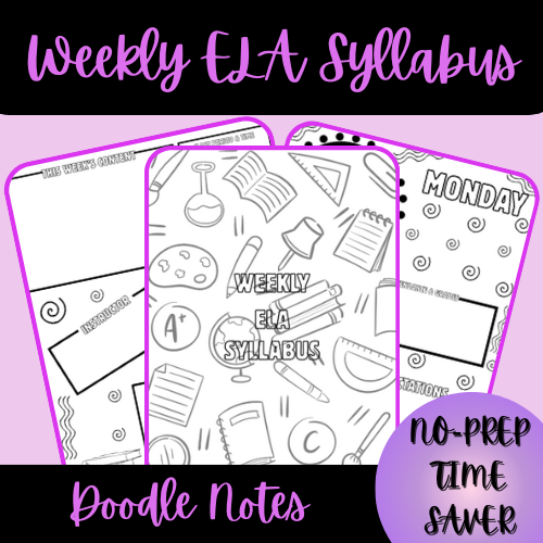 Weekly ELA Syllabus Doodle Notes