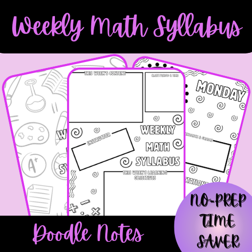 Weekly Math Syllabus Doodle Notes