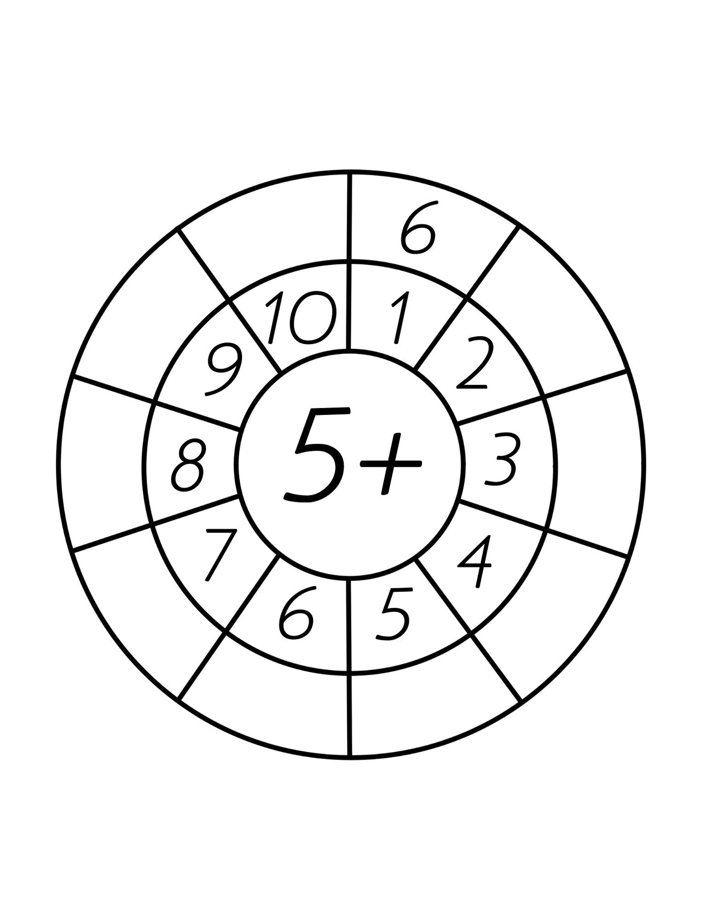 Addition Wheels: Facts from 1-20