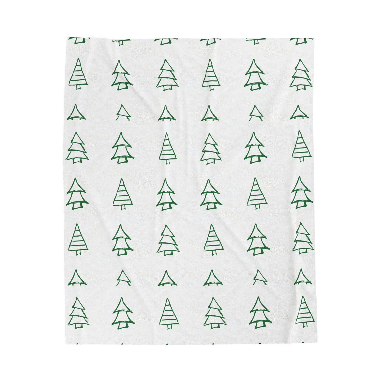 Green Christmas Trees Velveteen Plush Blanket