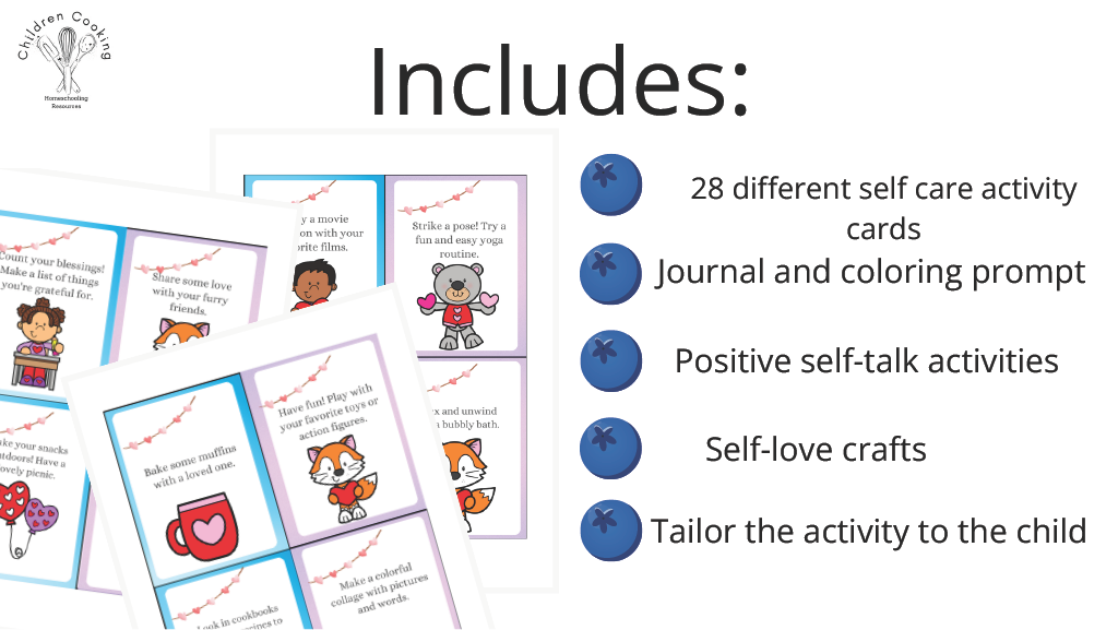 Self Care Activity Cards with Self love and Self Esteem Activities for Pre K - 4