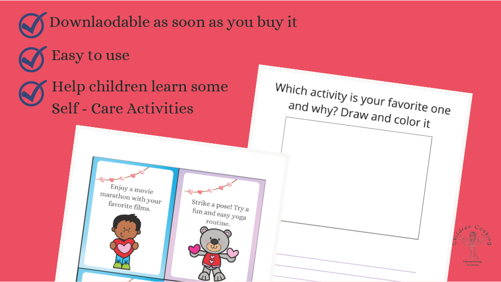 Self Care Activity Cards with Self love and Self Esteem Activities for Pre K - 4