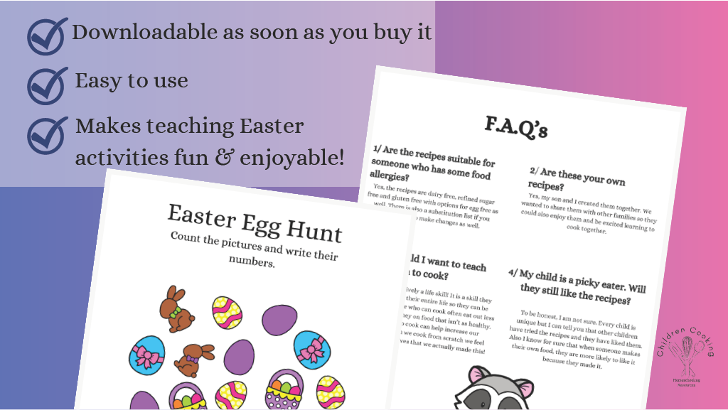 Easter Recipe, Crafts and Activities Printable Pre K to grade 4
