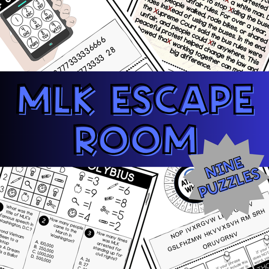 MLK Escape Room, 9 Puzzles, MLK Day