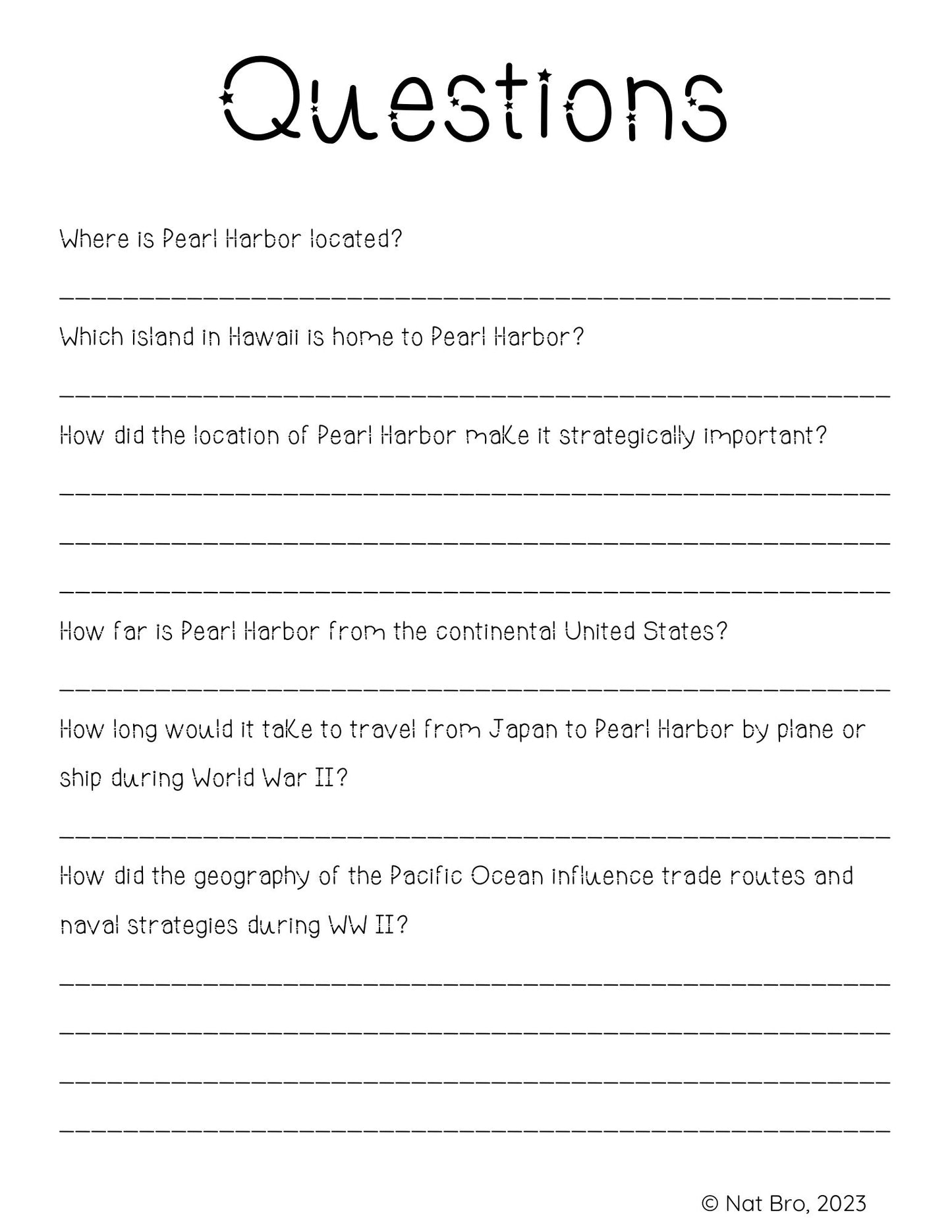 Pearl Harbor: A Unit Study for Middle Schoolers