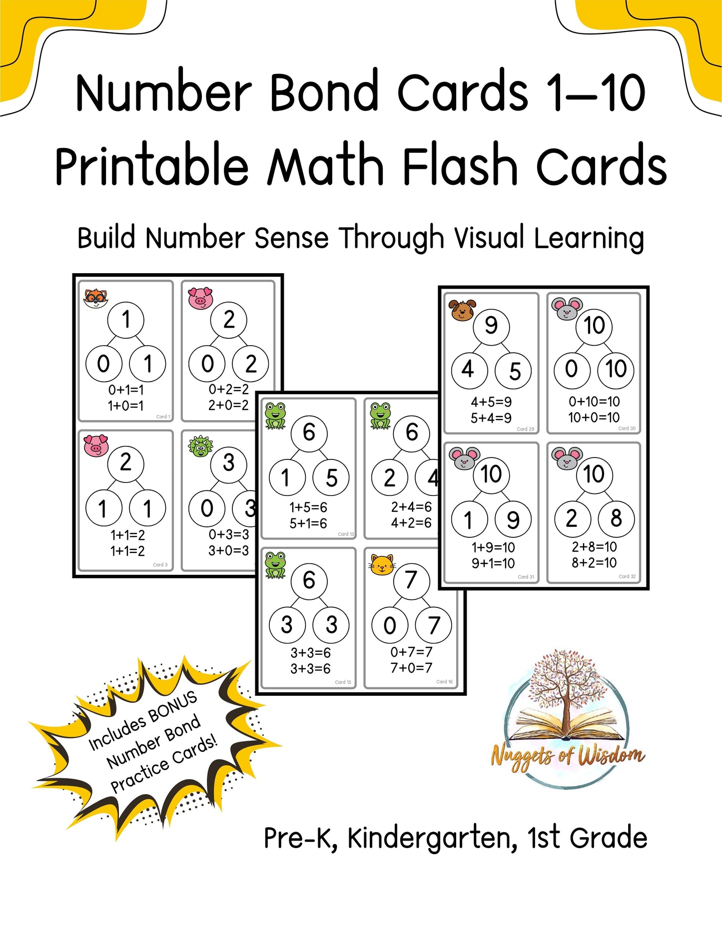 Number Bond Cards 1–10 | Printable Math Flash Cards