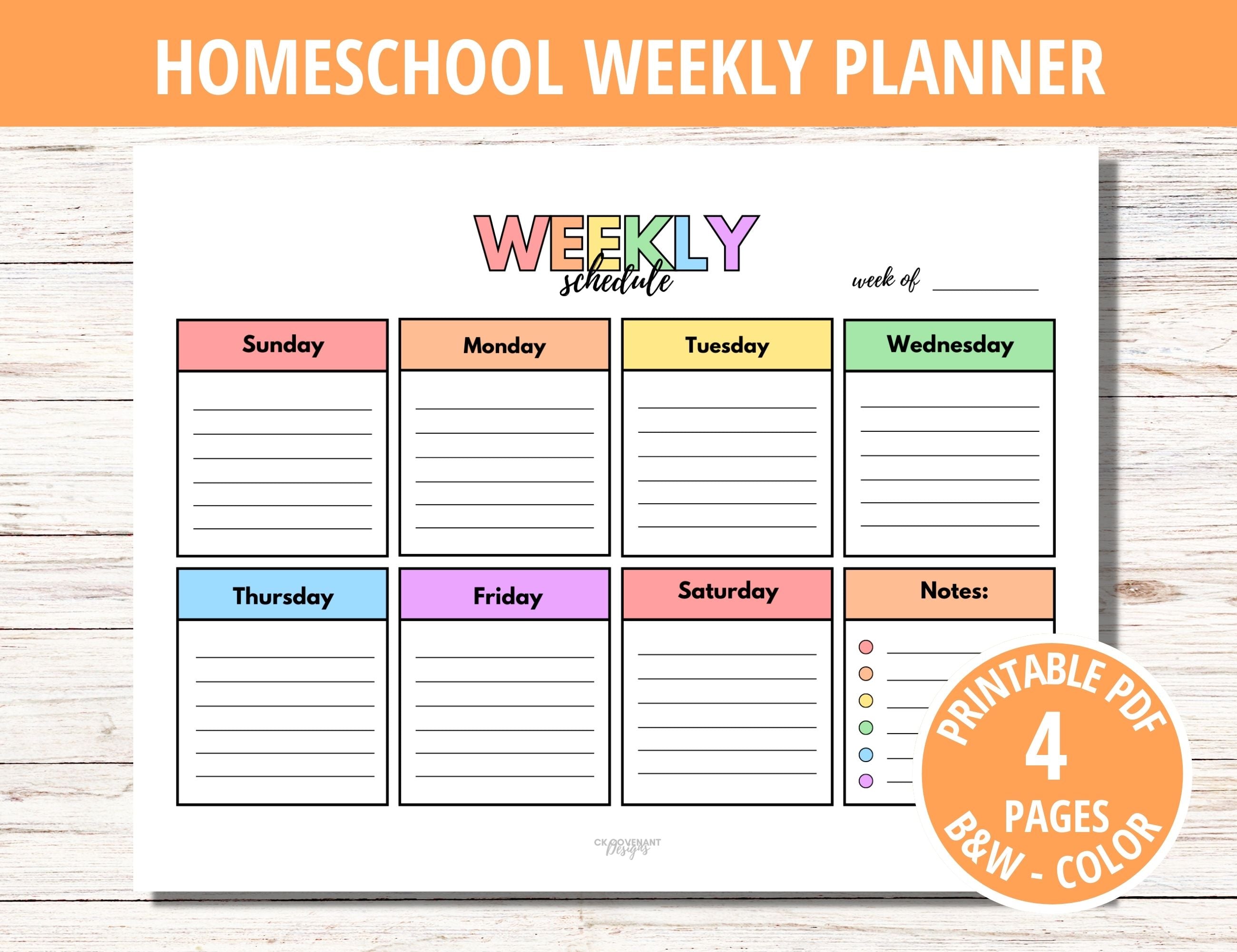 FREE Printable Planner with Coloring Pages for Homeschool