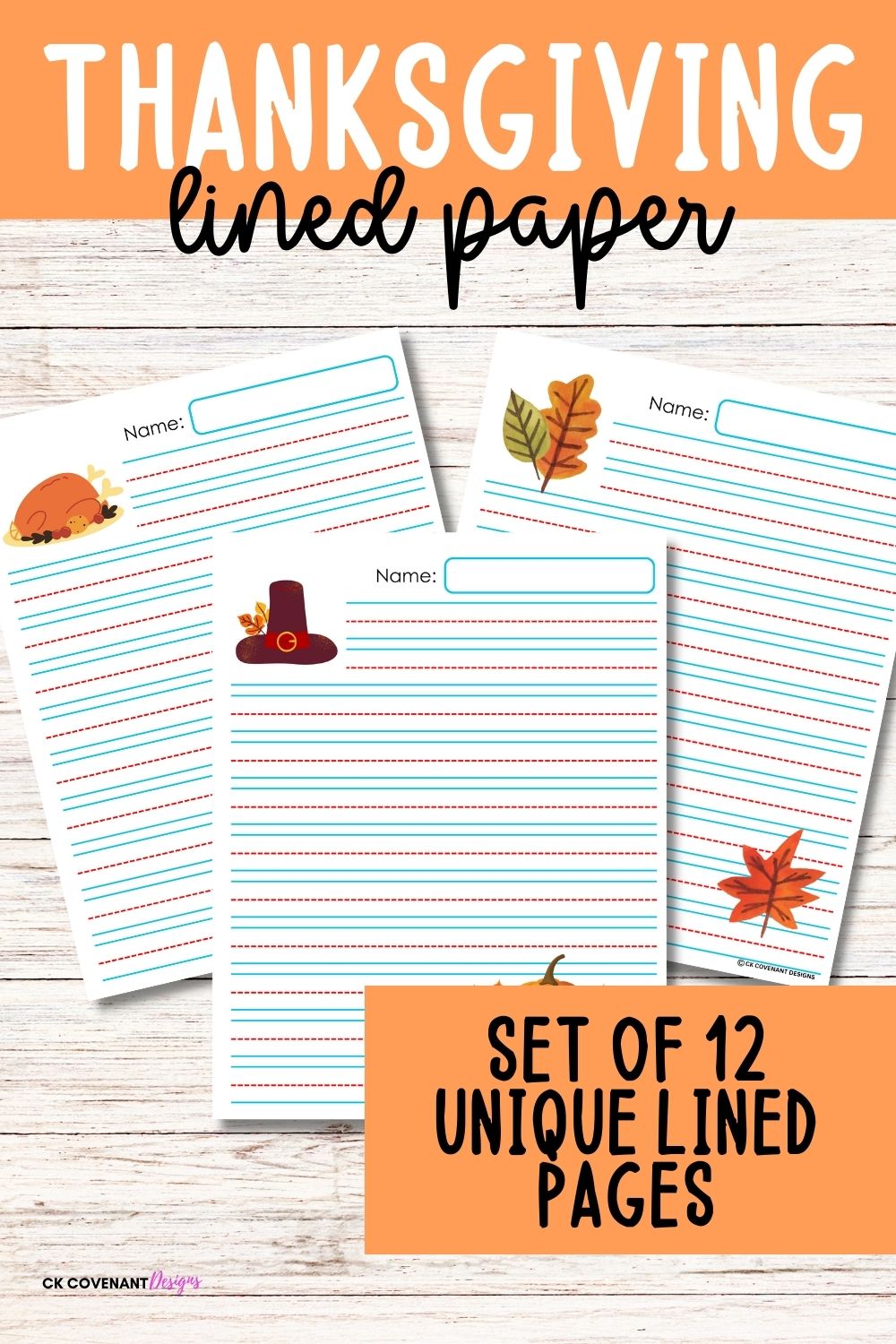 Thanksgiving Writing Lined Paper (Colored Set)