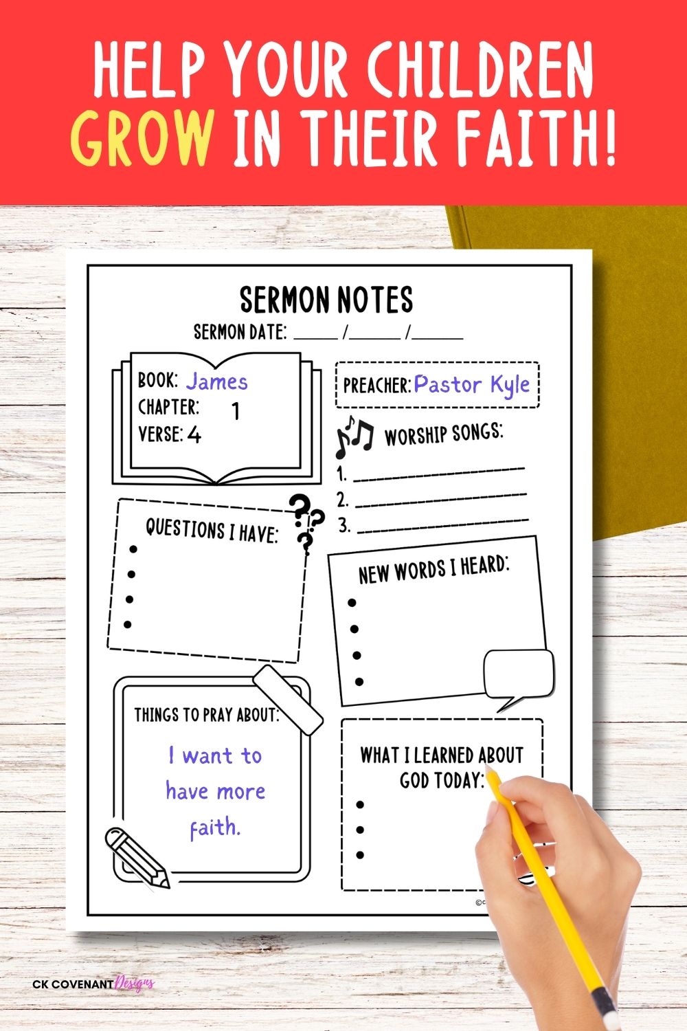 2 Page Sermon and Bible Study Note Templates for Children
