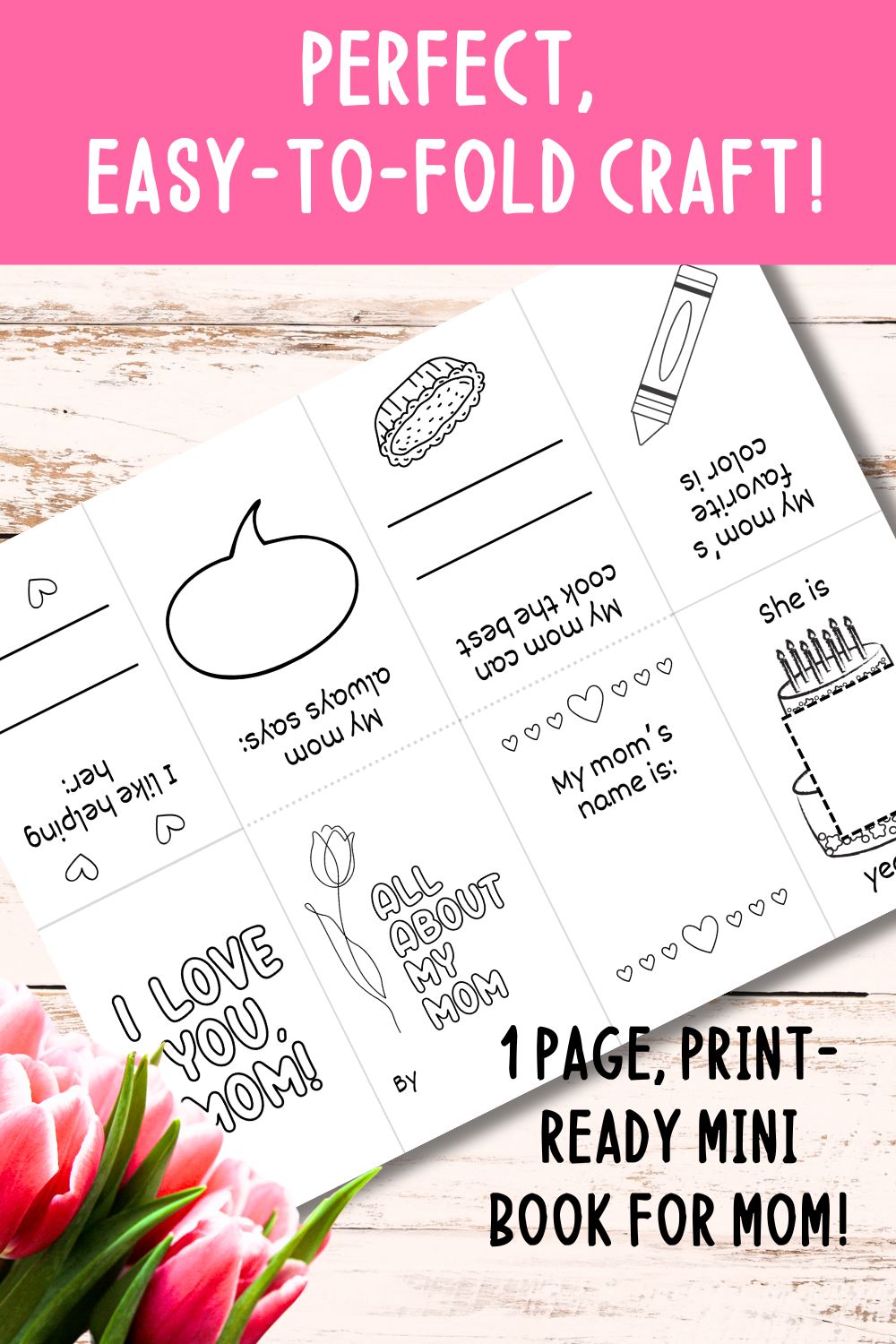 Foldable Mother's Day Mini Book Craft - Style 2