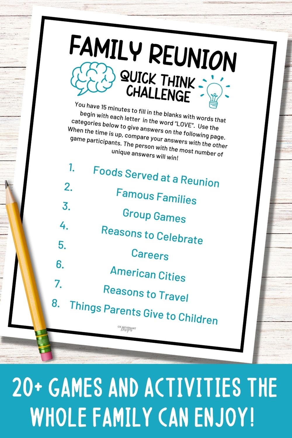 Family Reunion Game Bundle (20+ Printable Games and Challenges)