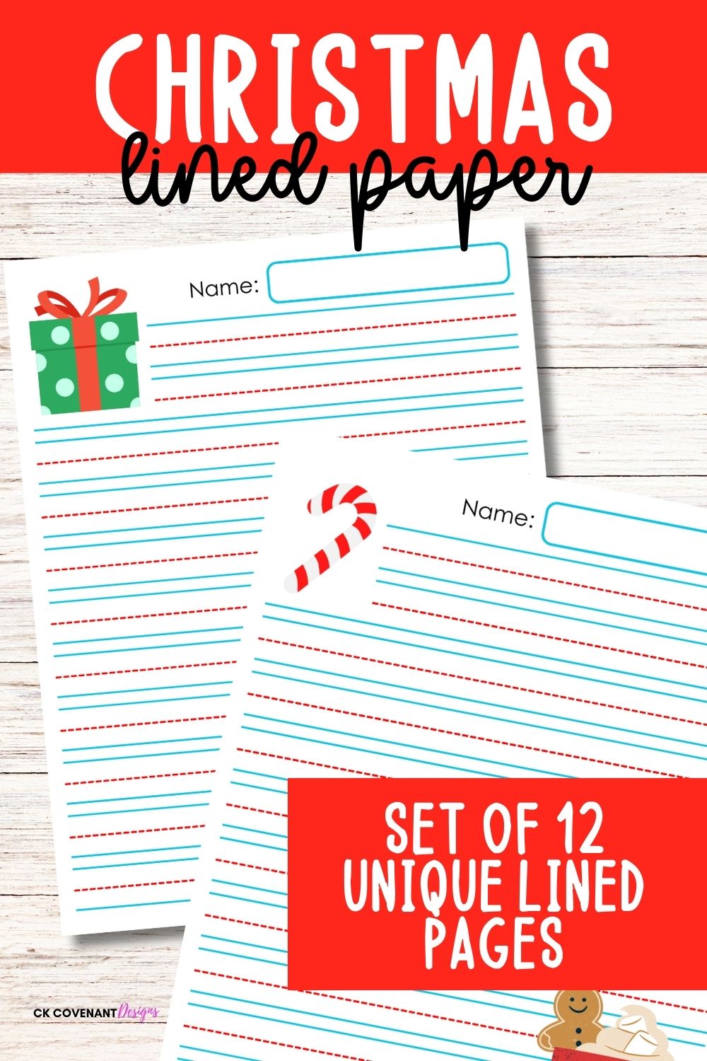 Christmas Lined Writing Paper (Colored Set)