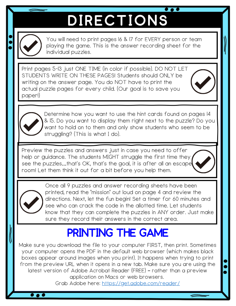 Constitution Escape Room, 9 Puzzles, 6th-9th Grades