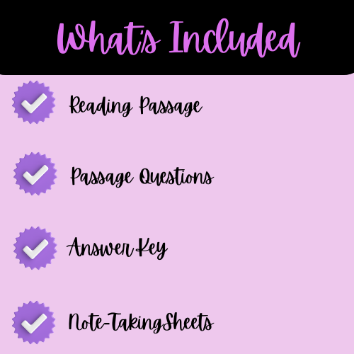 Reptiles Reading Passage, Q & A, and Note-Taking Sheets