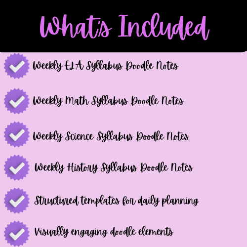 Weekly Core Subject Syllabi Doodle Notes Bundle
