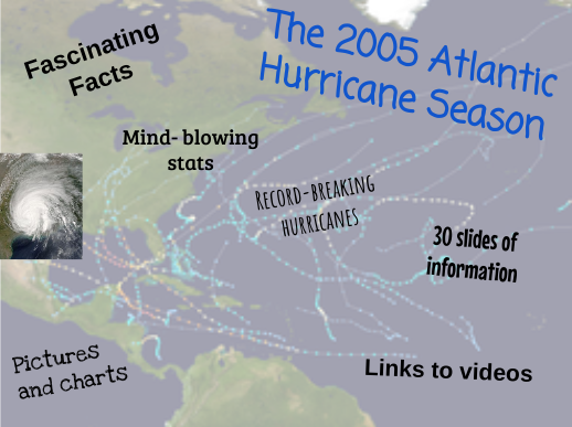 2005 Hurricane Season: Katrina, Rita and more! 32 Google slides