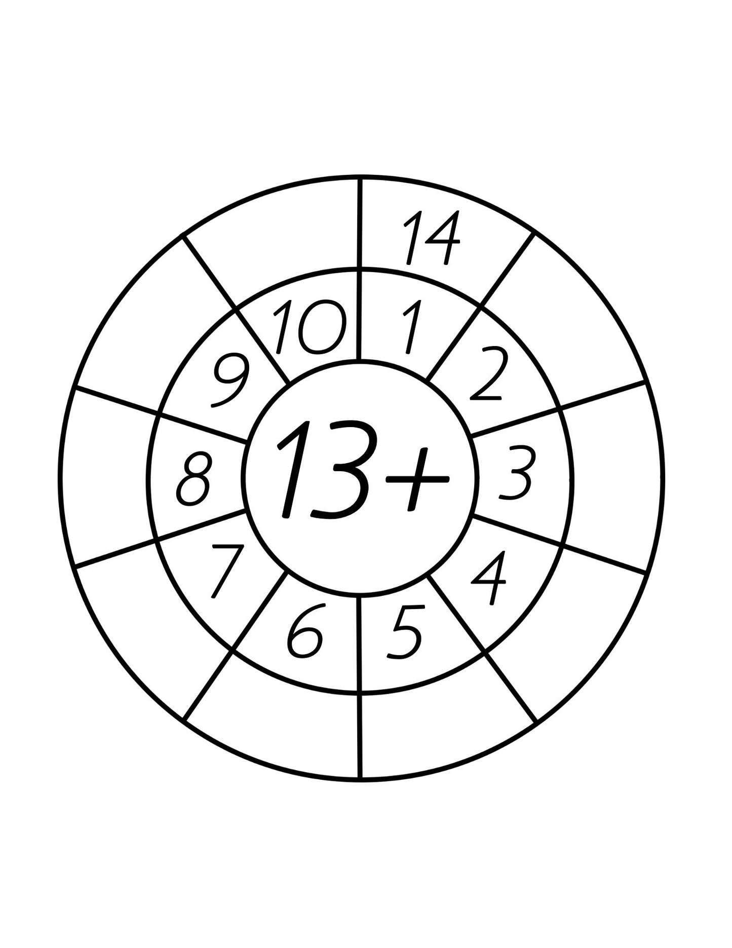 Addition Wheels: Facts from 1-20