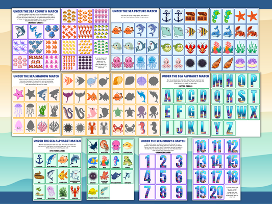Under the Sea Memory Game Bundle