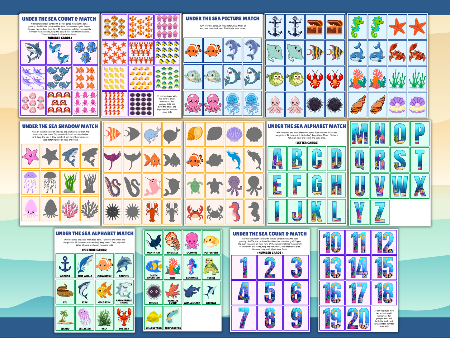Under the Sea Memory Game Bundle