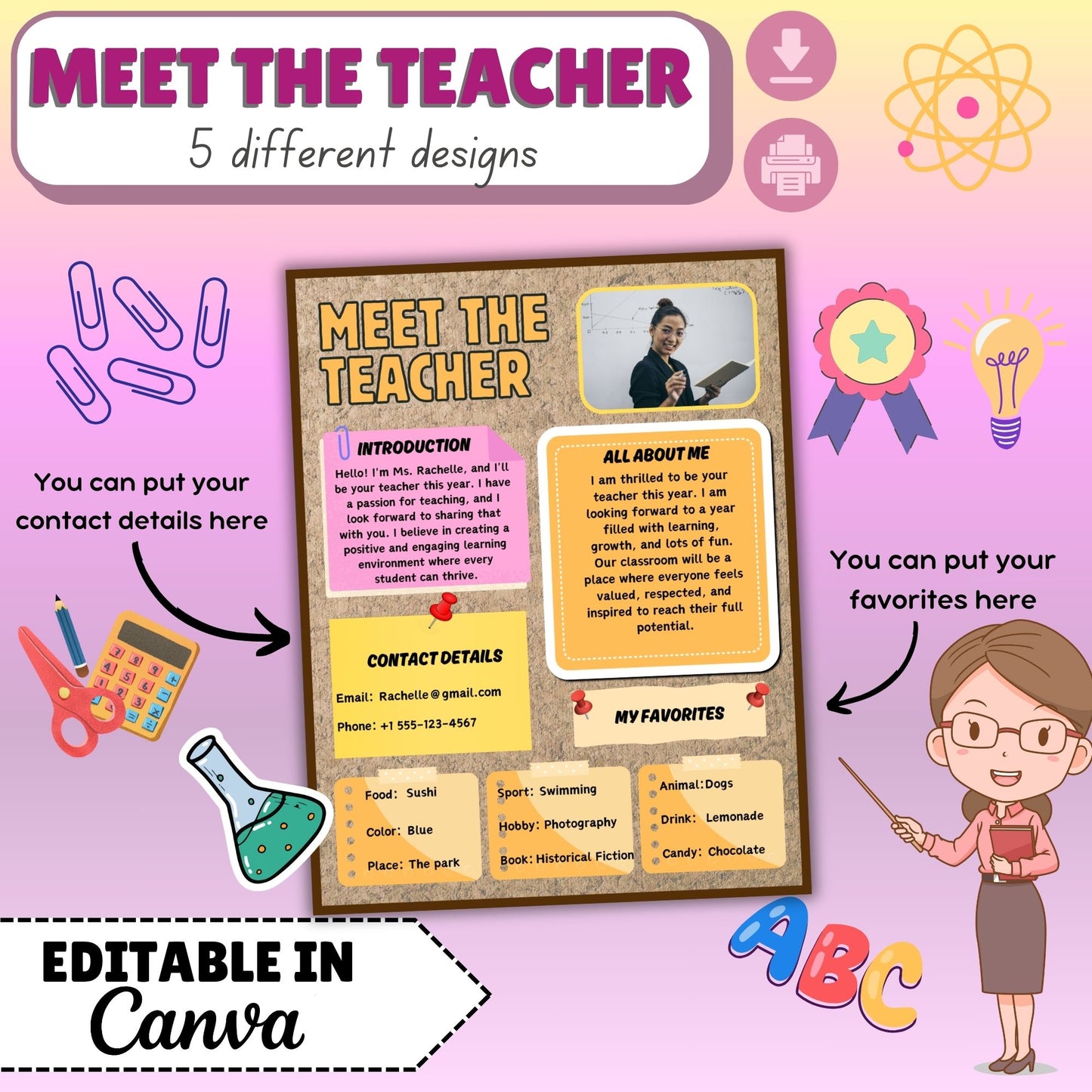 Meet the Teacher EDITABLE Digital Pages