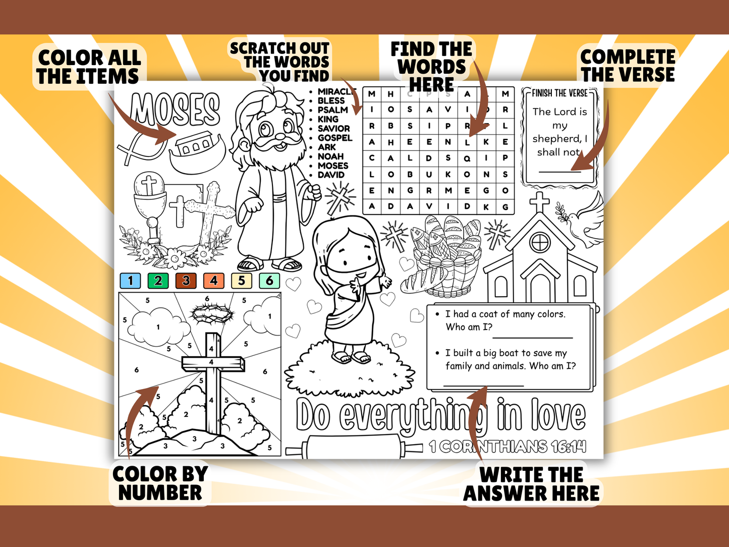 Bible Activity Placemats for Kids Printable