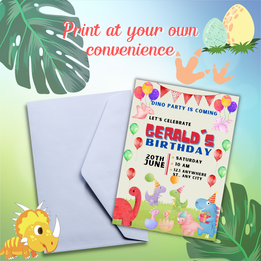 Dinosaur Birthday Invitation: Editable