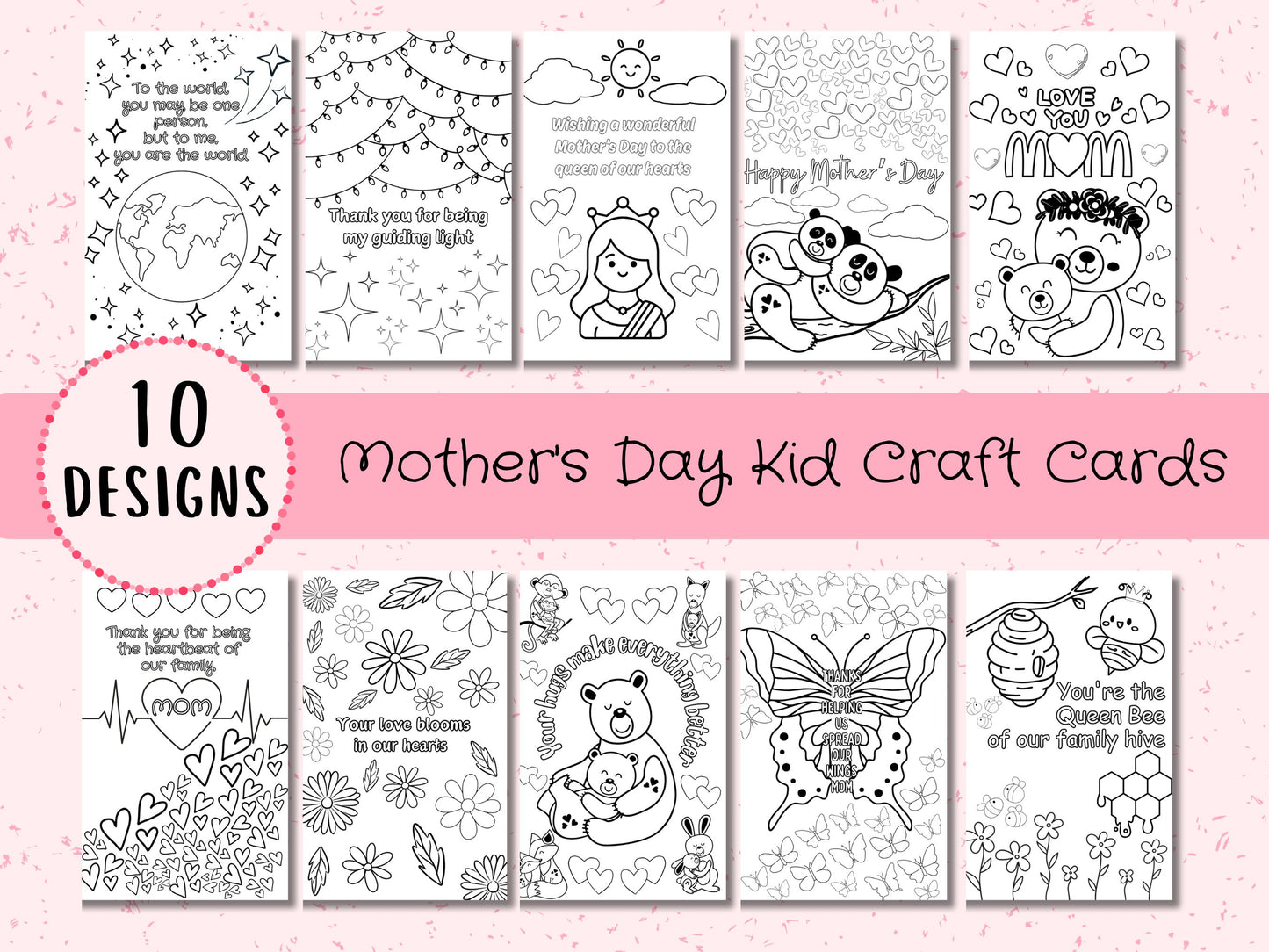 Mother's Day Cards for Kids to Color