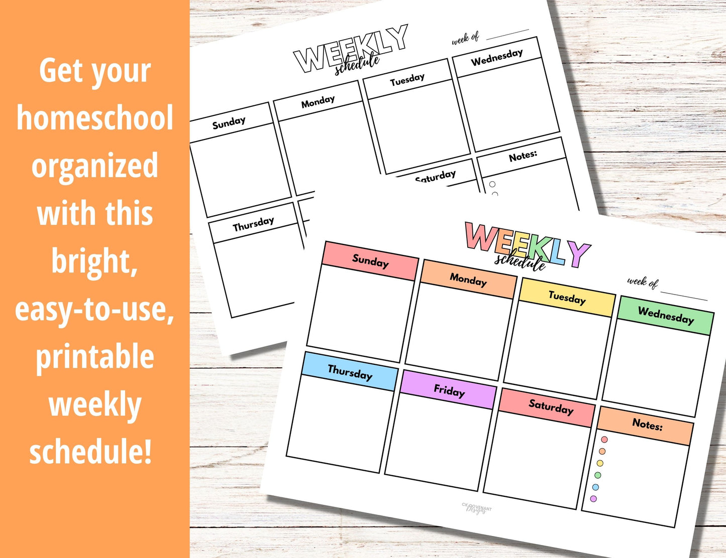 Weekly Homeschool Planner -Unlined