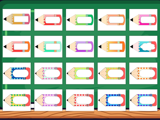 Big Pencil Name Tag Labels – 60 Printable Designs in US Letter and A4 Sizes