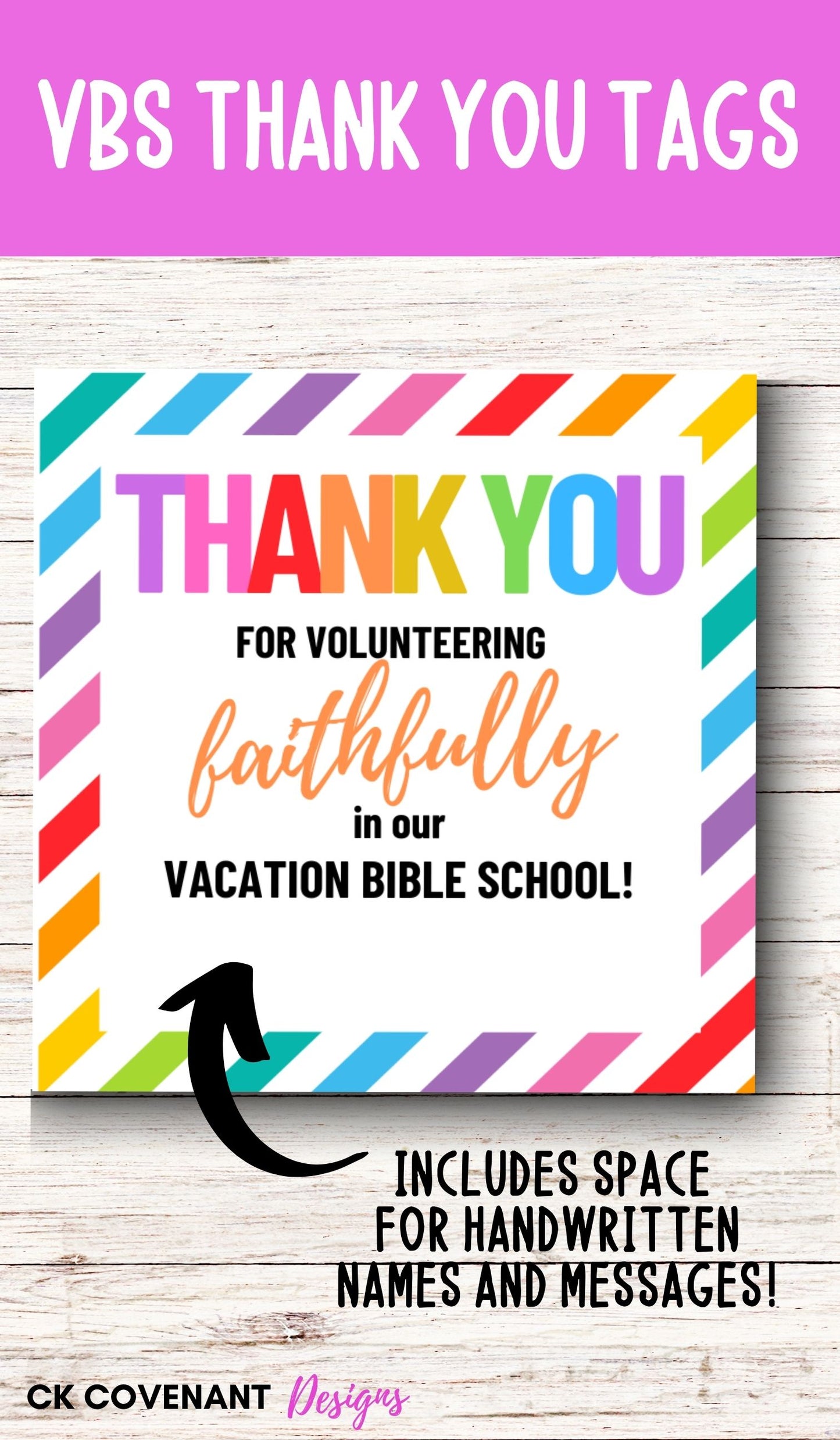 VBS Volunteer Thank You Tags (Stripe)