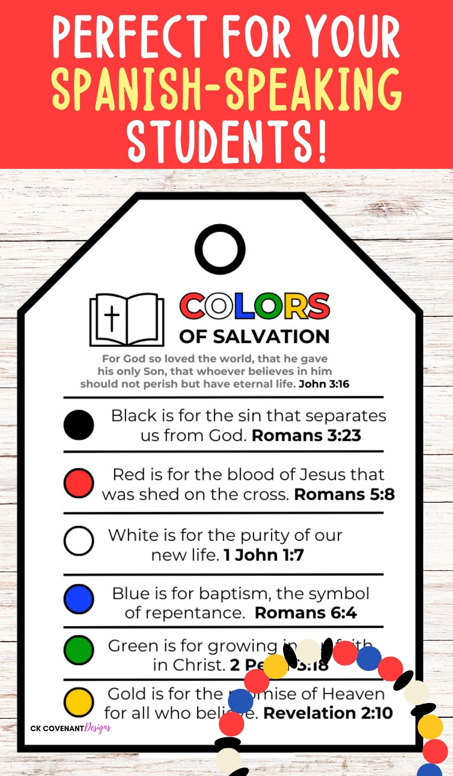 Colors of Salvation (Spanish Version) Bookmark and Tag Bundle