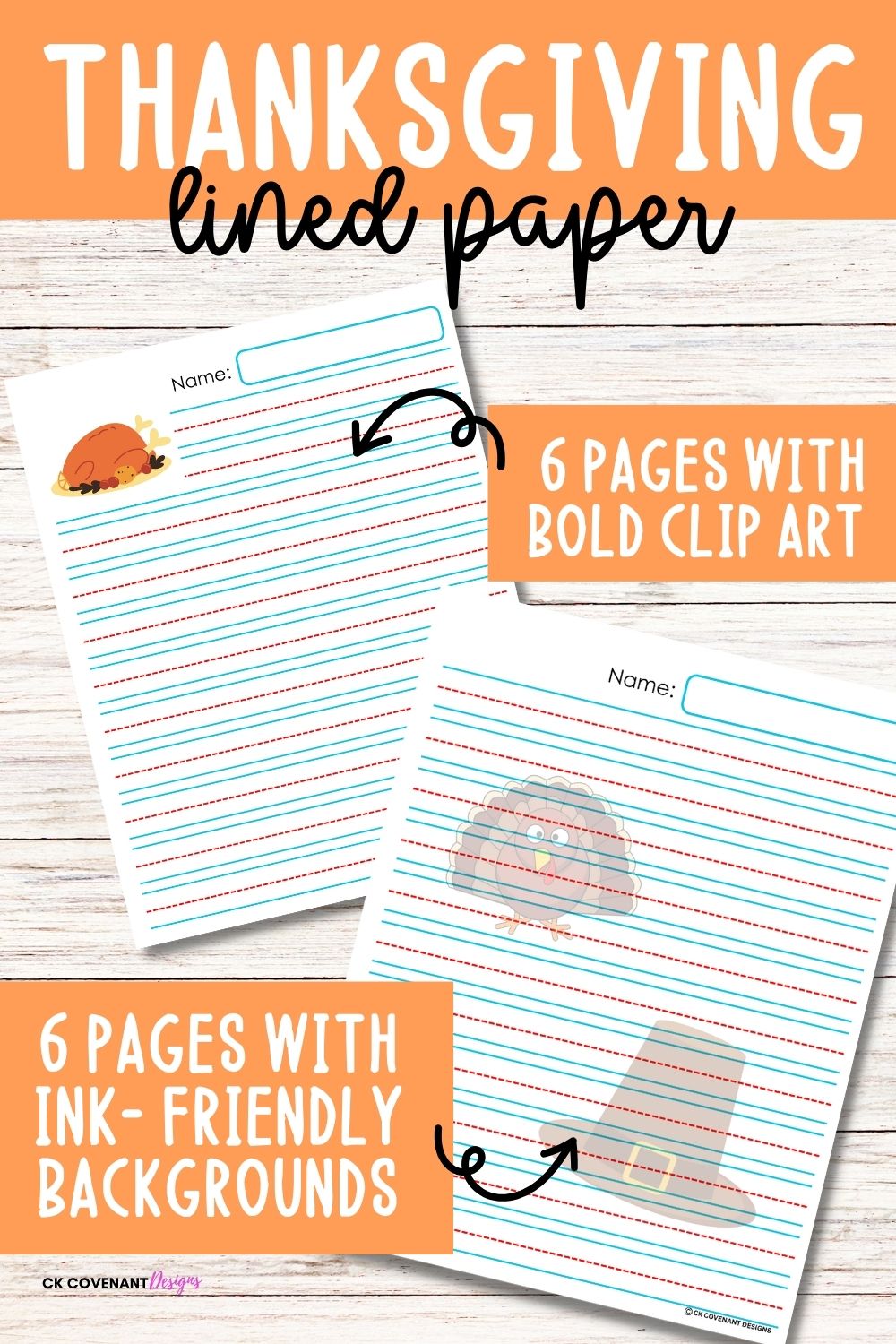 Thanksgiving Writing Lined Paper (Colored Set)