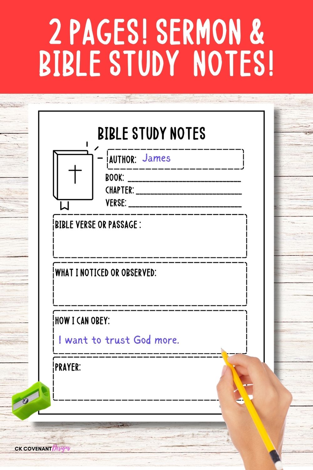 2 Page Sermon and Bible Study Note Templates for Children