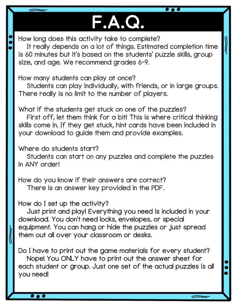 Constitution Escape Room, 9 Puzzles, 6th-9th Grades