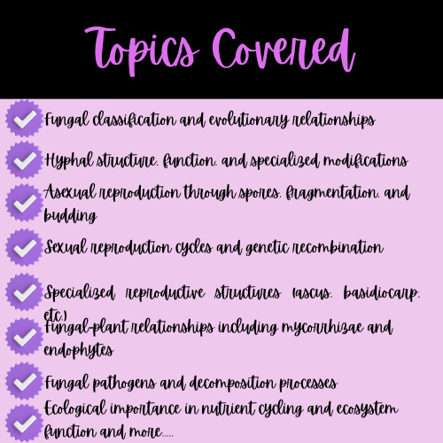 High School Fungi Life Cycle Science Reading Passage and Note-Taking Sheets