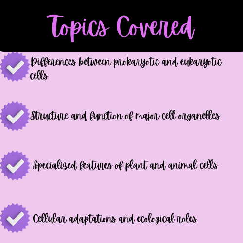 High School Cell Structure & Organelles Functions Reading Passage, Q & A, & Note-Taking Sheets