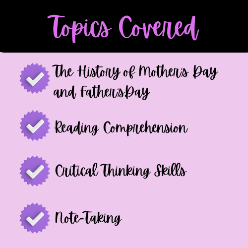 The History of Mother's and Father's Day Reading Passage Bundle