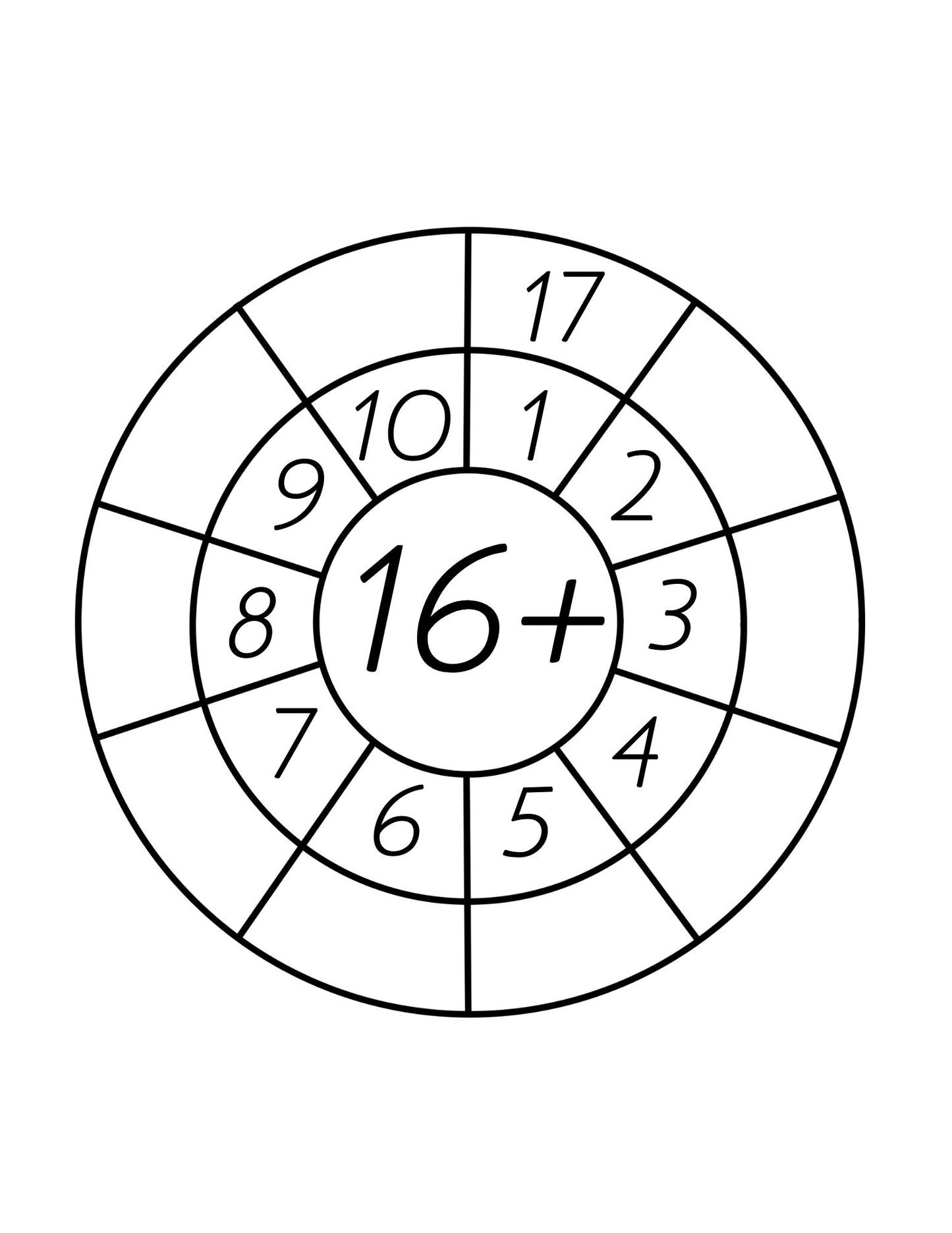 Addition Wheels: Facts from 1-20