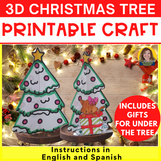 3D Christmas Tree Printable Craft with Gifts for Under the Tree