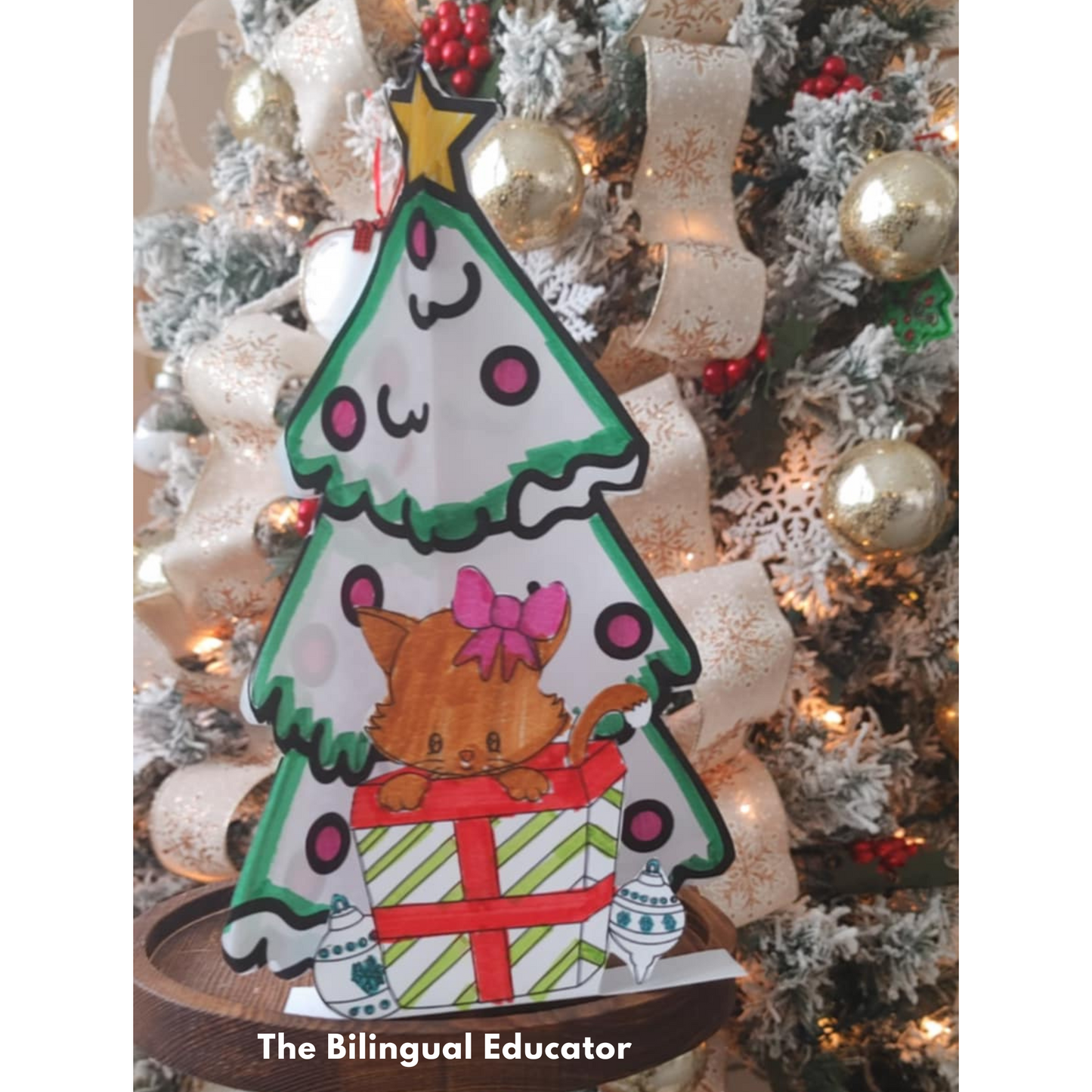 3D Christmas Tree Printable Craft with Gifts for Under the Tree