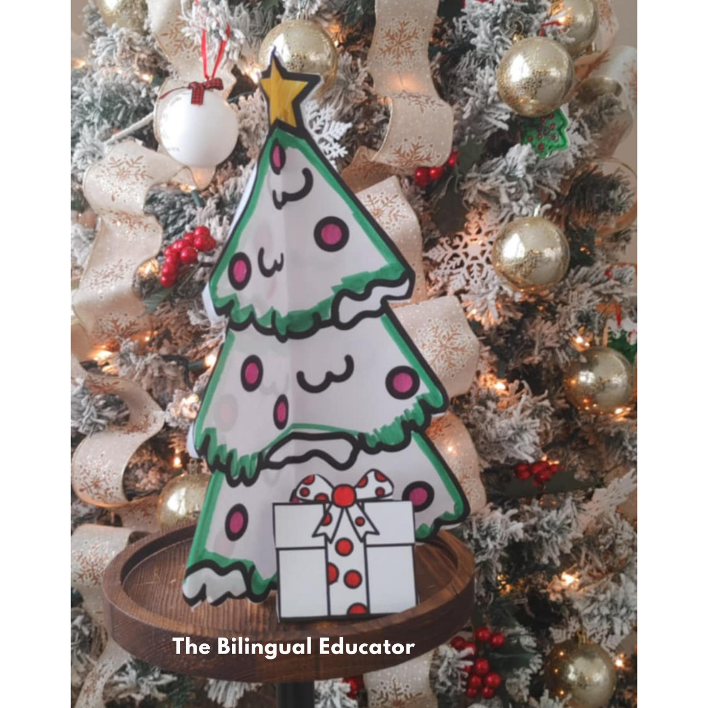 3D Christmas Tree Printable Craft with Gifts for Under the Tree