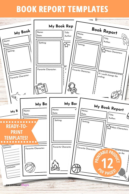 Book Report Templates Digital Download