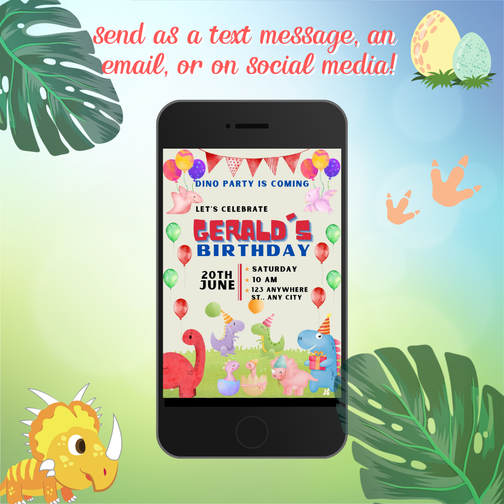 Dinosaur Birthday Invitation: Editable